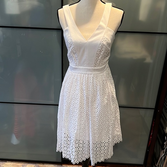 Leifsdottir Anthropologie Lila Eyelet White dress sz 4 - Picture 6 of 11